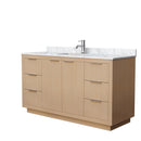 Wyndham Maroni 60" Single Bathroom Vanity In Light Straw White Carrara Marble Countertop Undermount Square Sink And No Mirror WCF282860SLSCMUNSMXX