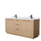 Wyndham Maroni 72" Double Bathroom Vanity In Light Straw White Carrara Marble Countertop Undermount Square Sinks Black Trims And No Mirror WCF282872DLBCMUNSMXX