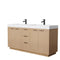 Wyndham Maroni 72" Double Bathroom Vanity In Light Straw Matte White Solid Surface In 4" Thickness Integrated Sinks Black Trims And No Mirror WCF282872DLBK4INTMXX