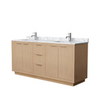 Wyndham Maroni 72" Double Bathroom Vanity In Light Straw White Carrara Marble Countertop Undermount Square Sinks And No Mirror WCF282872DLSCMUNSMXX