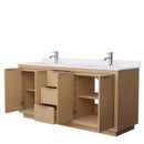 Wyndham Maroni 72" Double Bathroom Vanity In Light Straw White Cultured Marble Countertop Undermount Square Sinks and No Mirror WCF282872DLSWCUNSMXX