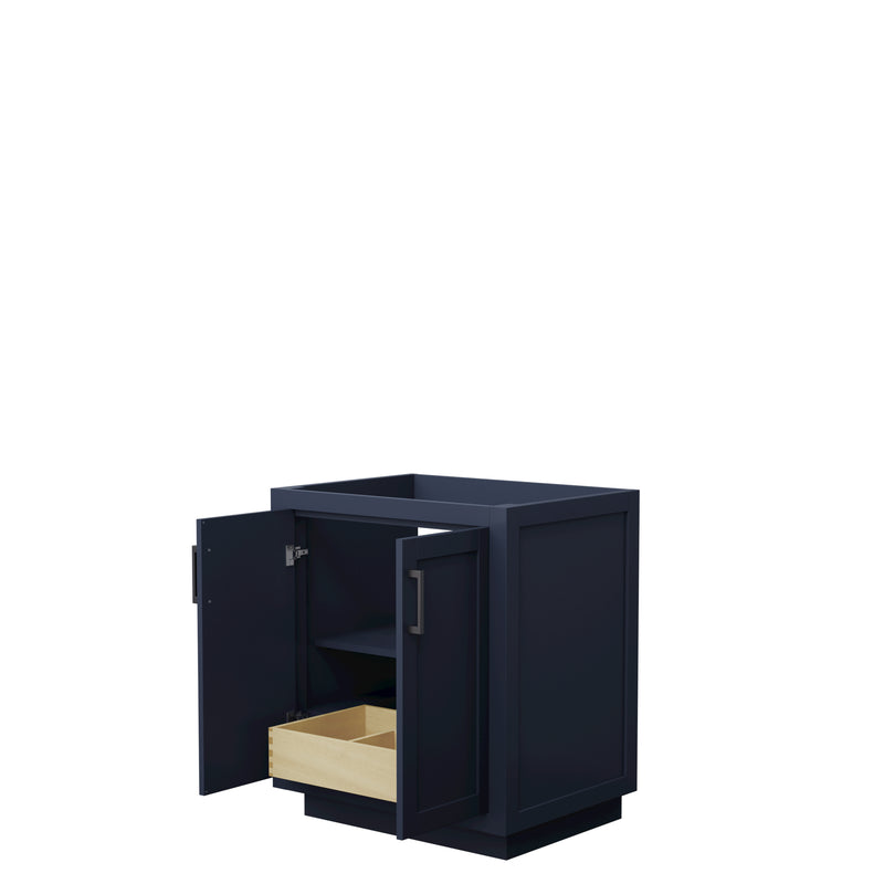 Wyndham Miranda 30" Single Bathroom Vanity In Dark Blue No Countertop No Sink Matte Black Trim WCF292930SBBCXSXXMXX