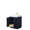 Wyndham Miranda 30" Single Bathroom Vanity In Dark Blue 4" Thick Matte White Solid Surface Countertop Integrated Sink Brushed Gold Trim WCF292930SBLK4INTMXX