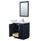 Wyndham Miranda 30" Single Bathroom Vanity In Dark Blue White Cultured Marble Countertop Undermount Square Sink Brushed Nickel Trim 24" Mirror WCF292930SBNWCUNSM24