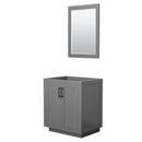 Wyndham Miranda 30" Single Bathroom Vanity In Dark Gray No Countertop No Sink Matte Black Trim 24" Mirror WCF292930SGBCXSXXM24