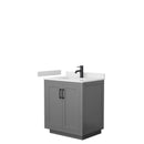 Wyndham Miranda 30" Single Bathroom Vanity In Dark Gray White Cultured Marble Countertop Undermount Square Sink Matte Black Trim WCF292930SGBWCUNSMXX