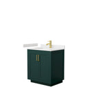 Wyndham Miranda 30" Single Bathroom Vanity In Green Light-Vein Carrara Cultured Marble Countertop Undermount Square Sink Brushed Gold Trim WCF292930SGDC2UNSMXX