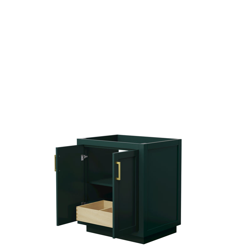 Wyndham Miranda 30" Single Bathroom Vanity In Green No Countertop No Sink Brushed Gold Trim WCF292930SGDCXSXXMXX