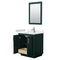 Wyndham Miranda 30" Single Bathroom Vanity In Green Light-Vein Carrara Cultured Marble Countertop Undermount Square Sink Brushed Nickel Trim 24" Mirror WCF292930SGEC2UNSM24