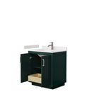 Wyndham Miranda 30" Single Bathroom Vanity In Green Light-Vein Carrara Cultured Marble Countertop Undermount Square Sink Brushed Nickel Trim WCF292930SGEC2UNSMXX