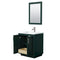 Wyndham Miranda 30" Single Bathroom Vanity In Green 1.25" Thick Matte White Solid Surface Countertop Integrated Sink Brushed Nickel Trim 24" Mirror WCF292930SGEK1INTM24