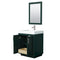 Wyndham Miranda 30" Single Bathroom Vanity In Green 4" Thick Matte White Solid Surface Countertop Integrated Sink Brushed Nickel Trim 24" Mirror WCF292930SGEK4INTM24