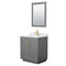 Wyndham Miranda 30" Single Bathroom Vanity In Dark Gray White Carrara Marble Countertop Undermount Square Sink Brushed Gold Trim 24" Mirror WCF292930SGGCMUNSM24