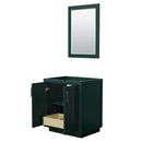 Wyndham Miranda 30" Single Bathroom Vanity In Green No Countertop No Sink Matte Black Trim 24" Mirror WCF292930SGKCXSXXM24