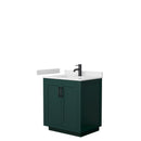 Wyndham Miranda 30" Single Bathroom Vanity In Green White Cultured Marble Countertop Undermount Square Sink Matte Black Trim WCF292930SGKWCUNSMXX