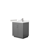 Wyndham Miranda 30" Single Bathroom Vanity In Dark Gray Light-Vein Carrara Cultured Marble Countertop Undermount Square Sink Brushed Nickel Trim WCF292930SKGC2UNSMXX