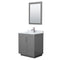 Wyndham Miranda 30" Single Bathroom Vanity In Dark Gray White Carrara Marble Countertop Undermount Square Sink Brushed Nickel Trim 24" Mirror WCF292930SKGCMUNSM24