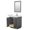 Wyndham Miranda 30" Single Bathroom Vanity In Dark Gray White Cultured Marble Countertop Undermount Square Sink Brushed Nickel Trim 24" Mirror WCF292930SKGWCUNSM24