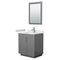 Wyndham Miranda 30" Single Bathroom Vanity In Dark Gray White Cultured Marble Countertop Undermount Square Sink Brushed Nickel Trim 24" Mirror WCF292930SKGWCUNSM24