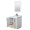 Wyndham Miranda 30" Single Bathroom Vanity In White White Carrara Marble Countertop Undermount Square Sink Matte Black Trim 24" Mirror WCF292930SWBCMUNSM24