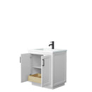 Wyndham Miranda 30" Single Bathroom Vanity In White 1.25" Thick Matte White Solid Surface Countertop Integrated Sink Matte Black Trim WCF292930SWBK1INTMXX