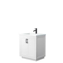 Wyndham Miranda 30" Single Bathroom Vanity In White 1.25" Thick Matte White Solid Surface Countertop Integrated Sink Matte Black Trim WCF292930SWBK1INTMXX