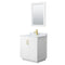 Wyndham Miranda 30" Single Bathroom Vanity In White White Carrara Marble Countertop Undermount Square Sink Brushed Gold Trim 24" Mirror WCF292930SWGCMUNSM24