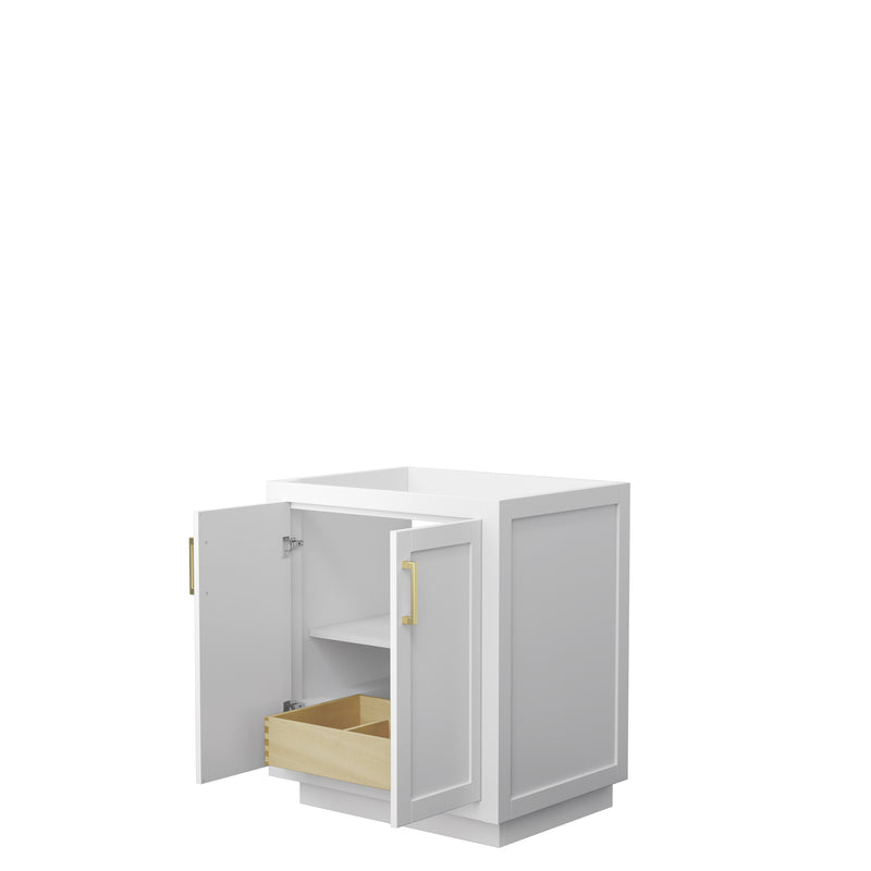 Wyndham Miranda 30" Single Bathroom Vanity In White No Countertop No Sink Brushed Gold Trim WCF292930SWGCXSXXMXX