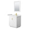 Wyndham Miranda 30" Single Bathroom Vanity In White White Cultured Marble Countertop Undermount Square Sink Brushed Gold Trim 24" Mirror WCF292930SWGWCUNSM24