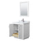 Wyndham Miranda 30" Single Bathroom Vanity In White White Carrara Marble Countertop Undermount Square Sink Brushed Nickel Trim 24" Mirror WCF292930SWHCMUNSM24