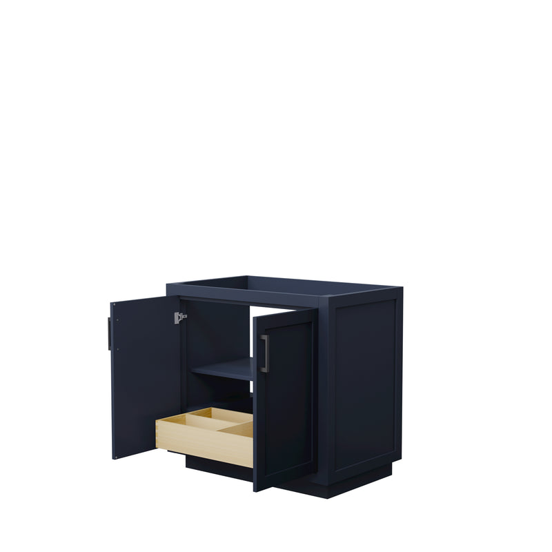 Wyndham Miranda 36" Single Bathroom Vanity In Dark Blue No Countertop No Sink Black Trims and No Mirror WCF292936SBBCXSXXMXX