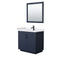 Wyndham Miranda 36" Single Bathroom Vanity In Dark Blue White Cultured Marble Countertop Undermount Square Sink Black Trims And 34" Mirror WCF292936SBBWCUNSM34