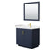 Wyndham Miranda 36" Single Bathroom Vanity In Dark Blue Light-Vein Carrara Cultured Marble Countertop Undermount Square Sink Brushed Gold Trims And 34" Mirr WCF292936SBLC2UNSM34