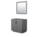 Wyndham Miranda 36" Single Bathroom Vanity In Dark Gray No Countertop No Sink Black Trims And 34" Mirror WCF292936SGBCXSXXM34