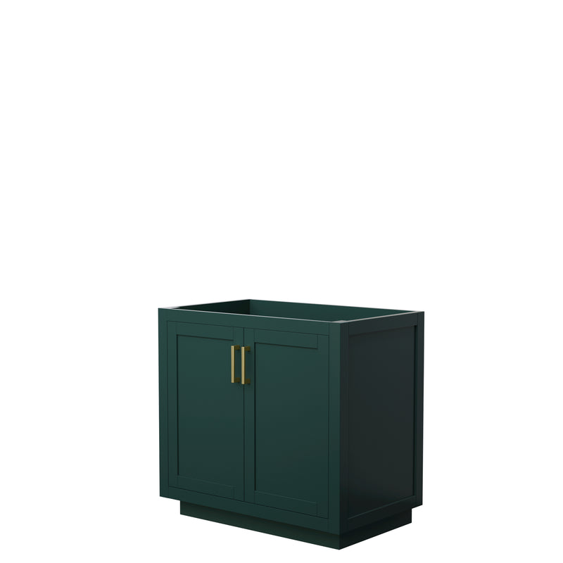 Wyndham Miranda 36" Single Bathroom Vanity In Green No Countertop No Sink Brushed Gold Trim WCF292936SGDCXSXXMXX