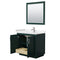 Wyndham Miranda 36" Single Bathroom Vanity In Green Light-Vein Carrara Cultured Marble Countertop Undermount Square Sink Brushed Nickel Trim 34" Mirror WCF292936SGEC2UNSM34