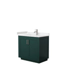 Wyndham Miranda 36" Single Bathroom Vanity In Green Light-Vein Carrara Cultured Marble Countertop Undermount Square Sink Brushed Nickel Trim WCF292936SGEC2UNSMXX