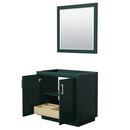 Wyndham Miranda 36" Single Bathroom Vanity In Green No Countertop No Sink Brushed Nickel Trim 34" Mirror WCF292936SGECXSXXM34