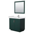 Wyndham Miranda 36" Single Bathroom Vanity In Green White Cultured Marble Countertop Undermount Square Sink Brushed Nickel Trim 34" Mirror WCF292936SGEWCUNSM34