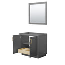 Wyndham Miranda 36" Single Bathroom Vanity In Dark Gray No Countertop No Sink Brushed Gold Trims and 34" Mirror WCF292936SGGCXSXXM34