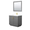 Wyndham Miranda 36" Single Bathroom Vanity In Dark Gray Matte White Solid Surface In 1.25" Thickness Integrated Sink Brushed Gold Trims And 34" Mirror WCF292936SGGK1INTM34