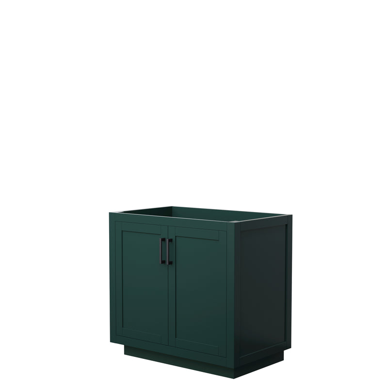 Wyndham Miranda 36" Single Bathroom Vanity In Green No Countertop No Sink Matte Black Trim WCF292936SGKCXSXXMXX