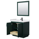 Wyndham Miranda 36" Single Bathroom Vanity In Green White Cultured Marble Countertop Undermount Square Sink Matte Black Trim 34" Mirror WCF292936SGKWCUNSM34