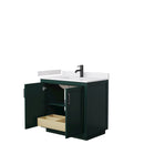 Wyndham Miranda 36" Single Bathroom Vanity In Green White Cultured Marble Countertop Undermount Square Sink Matte Black Trim WCF292936SGKWCUNSMXX