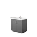 Wyndham Miranda 36" Single Bathroom Vanity In Dark Gray Light-Vein Carrara Cultured Marble Countertop Undermount Square Sink Brushed Nickel Trims And No Mir WCF292936SKGC2UNSMXX