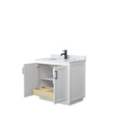 Wyndham Miranda 36" Single Bathroom Vanity In White White Carrara Marble Countertop Undermount Square Sink Black Trims and No Mirror WCF292936SWBCMUNSMXX