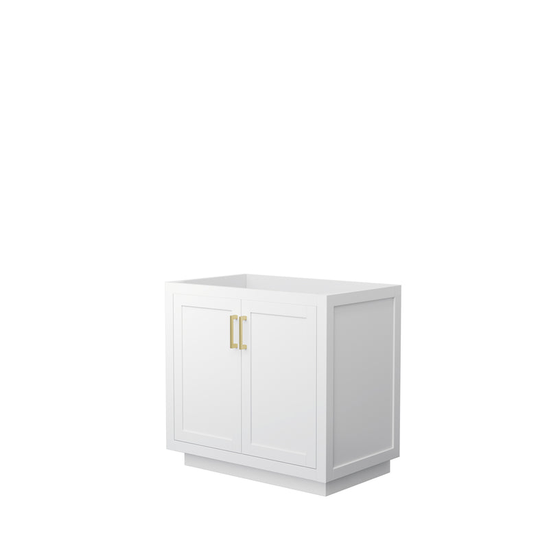 Wyndham Miranda 36" Single Bathroom Vanity In White No Countertop No Sink Brushed Gold Trims And No Mirror WCF292936SWGCXSXXMXX