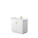 Wyndham Miranda 36" Single Bathroom Vanity In White White Cultured Marble Countertop Undermount Square Sink Brushed Gold Trims And No Mirror WCF292936SWGWCUNSMXX