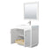 Wyndham Miranda 36" Single Bathroom Vanity In White Matte White Solid Surface In 4" Thickness Integrated Sink Brushed Nickel Trims and 34" Mirror WCF292936SWHK4INTM34