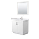 Wyndham Miranda 36" Single Bathroom Vanity In White White Cultured Marble Countertop Undermount Square Sink Brushed Nickel Trims And 34" Mirror WCF292936SWHWCUNSM34